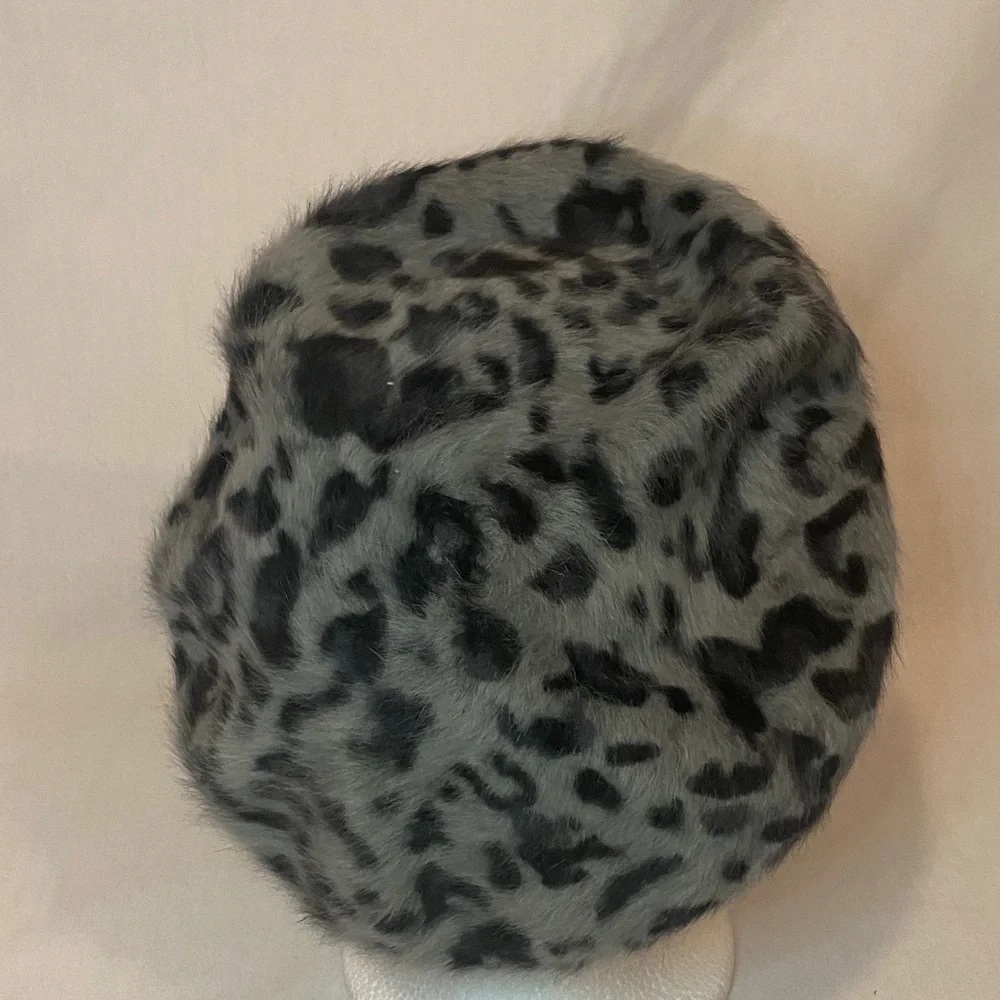 Parkhurst Gray and Black Animal Print Beret - Picture 2 of 6